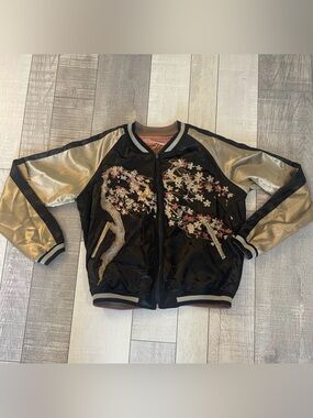 NWT LF Blossom Tree/Skull Reversible Bomber Jacket Medium